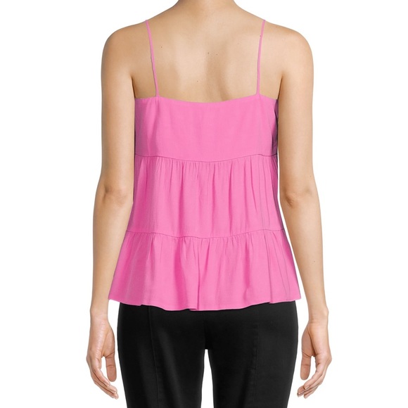 🆕NWT Cami Tank Top Barbie Pink spaghetti straps Time and Tru Women's Tiered XL - Picture 4 of 11